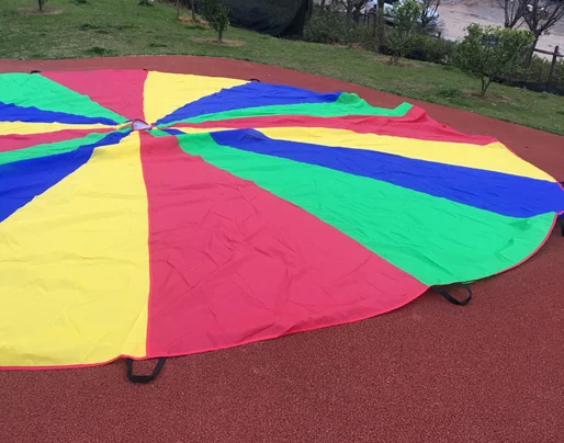 Amazon hotselling Customized Rainbow Kids Play Parachute ,indoor games kids play- Diameter6ft 12ft 20ft