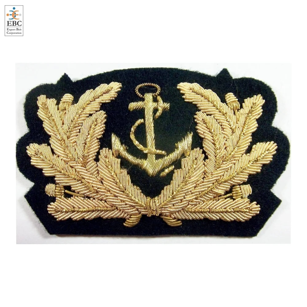 OEM High Quality Custom 3D Embroidery Bullion Patch Ranks White Anchor Blazer Badges Uniforms Hats Shoulders Collar Patch Shoes