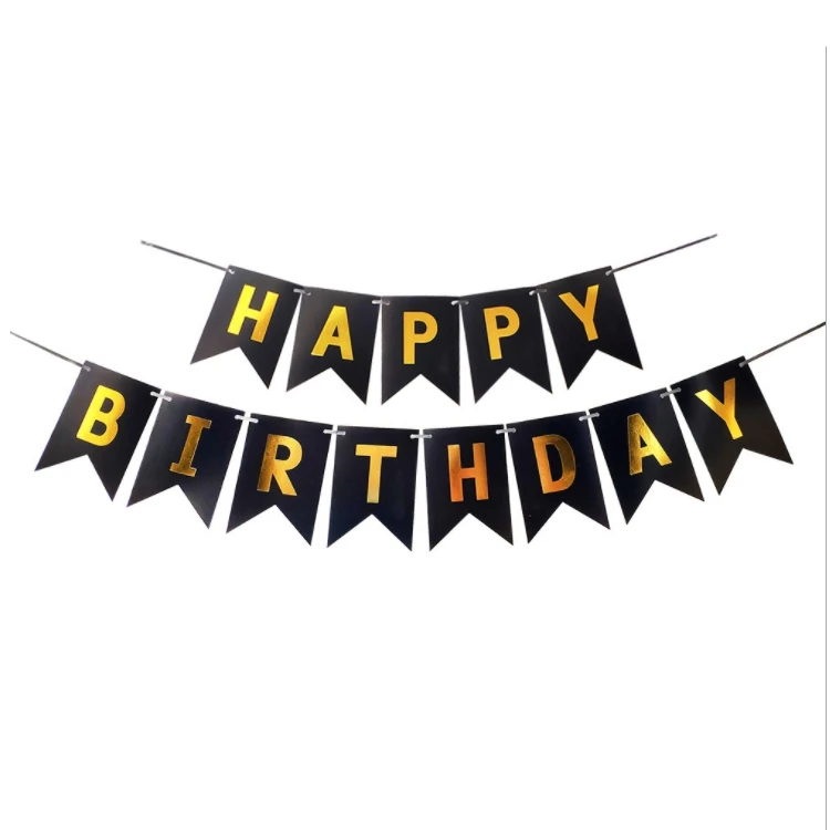 16*20cm Birthday Decorations Happy Birthday Bunting Banner with Shiny Gold Letters for Girls Baby Birthday Party