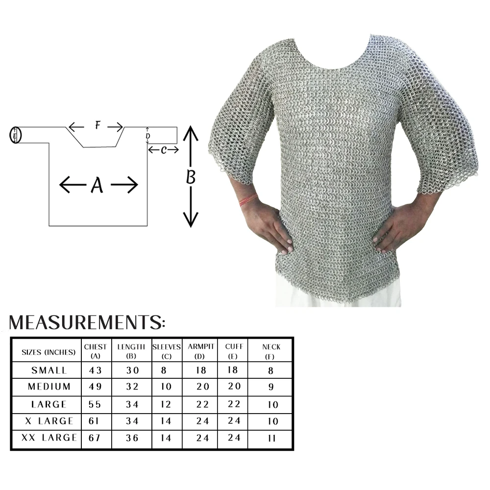 Custom Design riveted solid ring chainmail aluminum haubergeon for movie serial drama play role Largest Manufacture Company