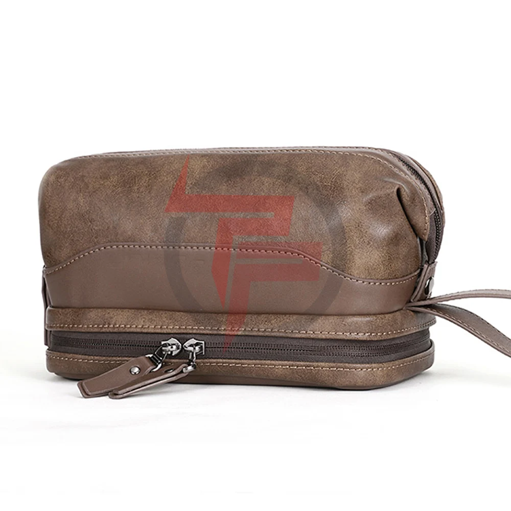 leather OEM travel toiletry bag, waterproof men wash bag Low MOQ Private Label