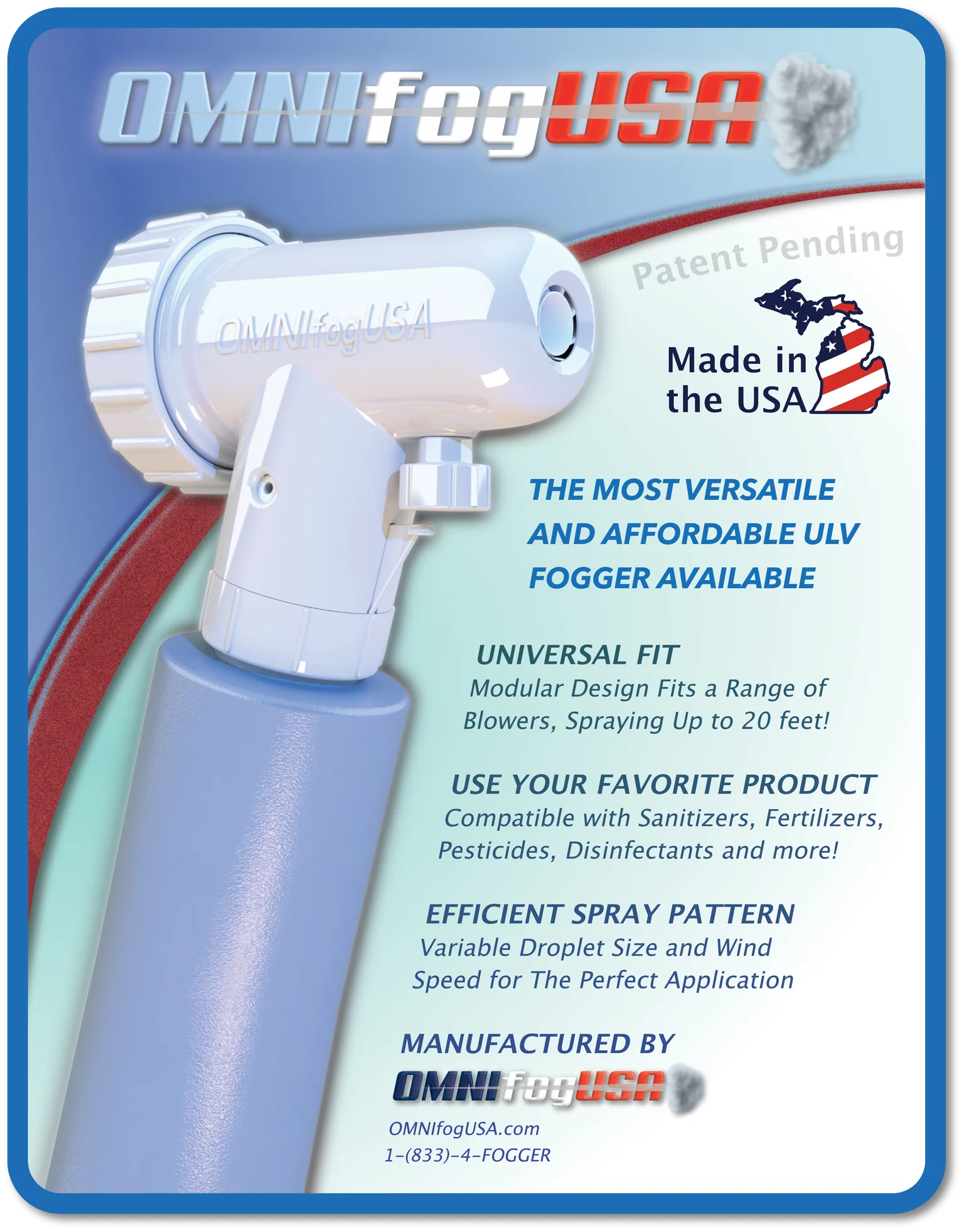 Omni Fog USA 2 Gallon Large Capacity Kit With Variable Speed Corded Blower With Universal Blower And Designed To Spray