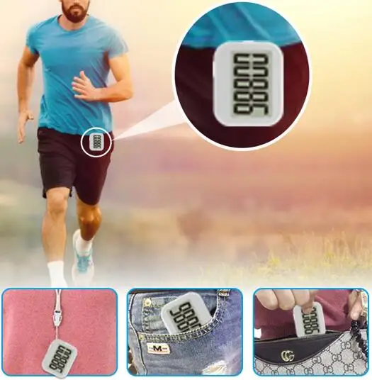 3D Silent Sensor Pedometer Step Counter Extra Large Digits Big Display Walking Running Pedometer Activity Tracker with Lanyard