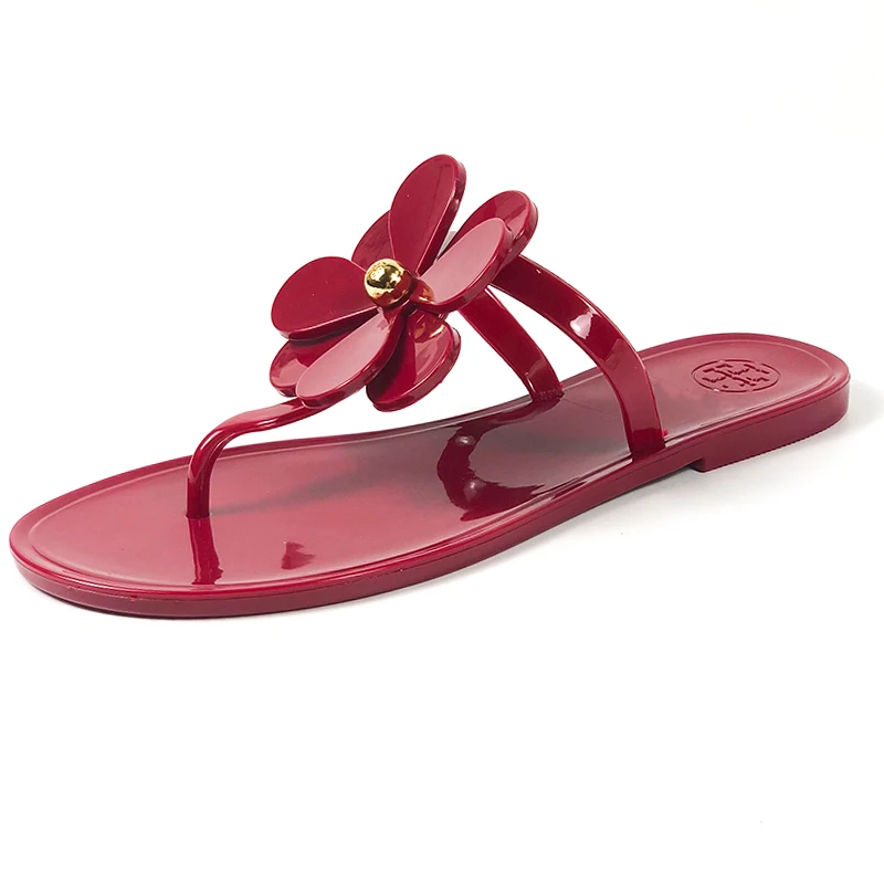 
2021 Ladies Flower Jelly Thong Sandal Outdoor PVC Summer luxury sandals women shoes slipper Mini Miller Flip Flop 