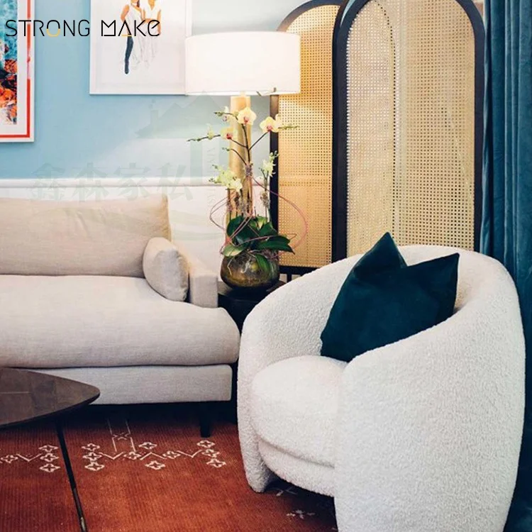 Luxury Nordic Mid Century Modern Comfort Arm Sofa Accent Sherpa Living Room Furniture Wholesale Single Chair Armchair