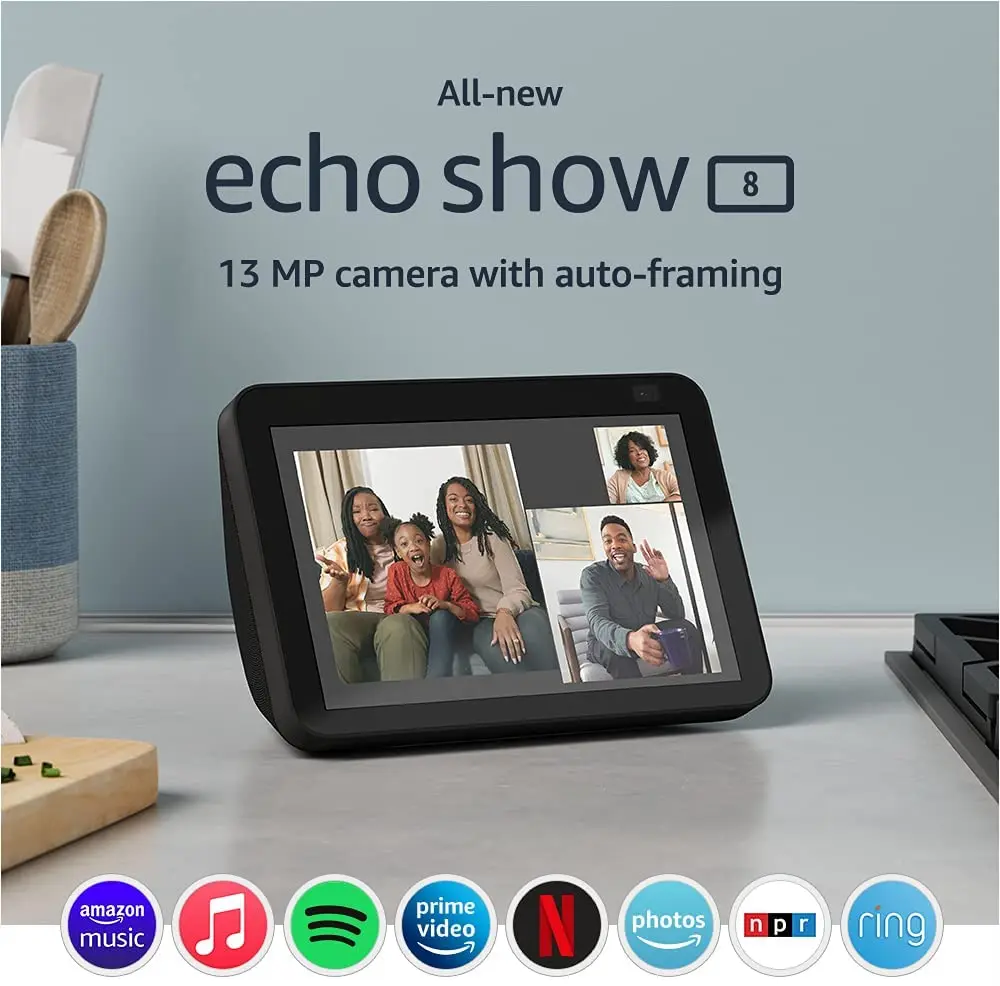 All-new Echo Show 8 (2nd Gen, 2021 release) | HD smart display with Alexa and 13 MP camera | Charcoal