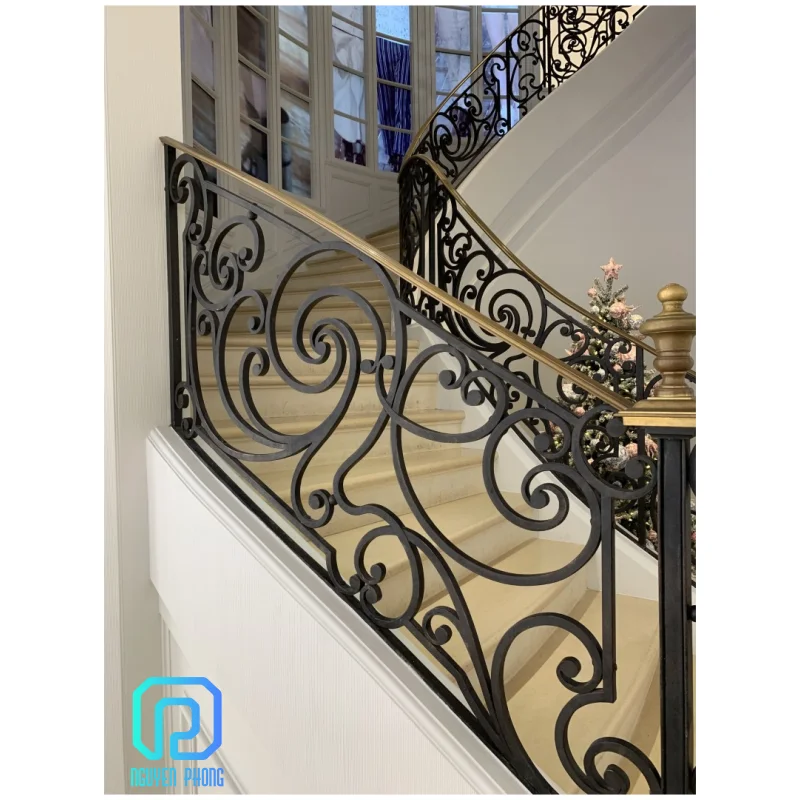 Роскошные балюстрады и поручни из кованого железа, латунные лестничные перила золотого цвета, металлические перила