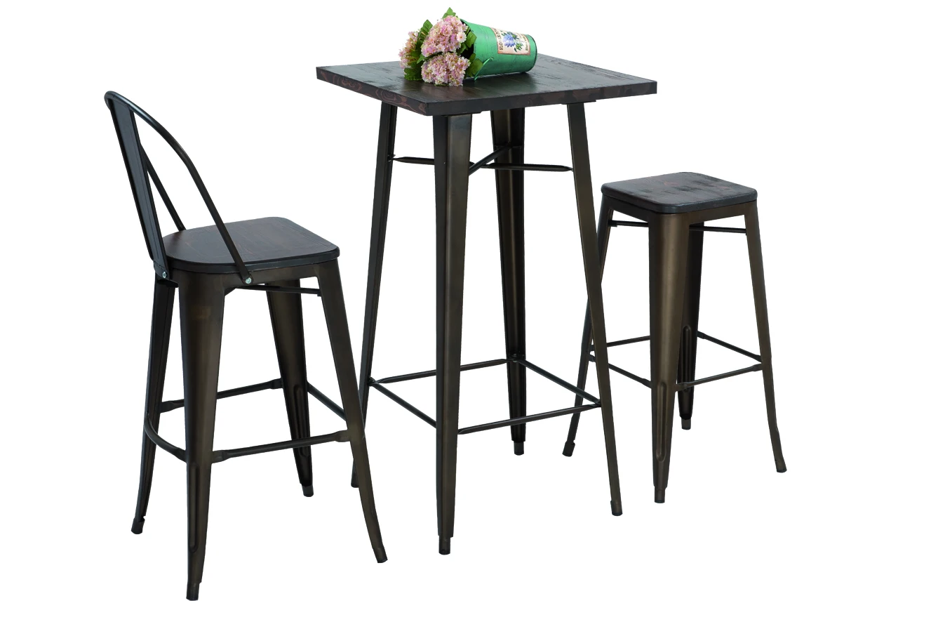 Modern Design Square Metal Iron High Bar Tables 4 Legs Tall Table