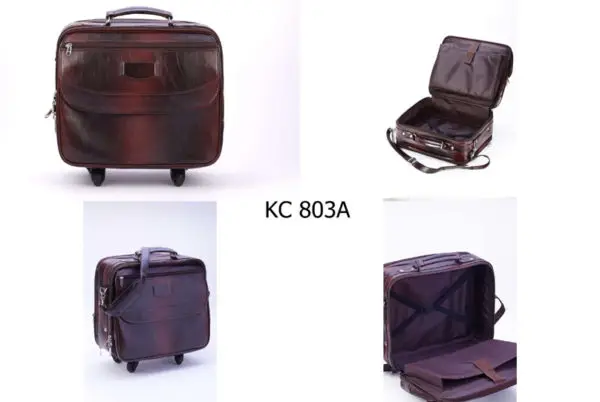 Best Factory Wholesale High Quality Genuine Leather Trolley Travel Luggage Suitcases and Bags Genuine Leather Leather Suitcases
