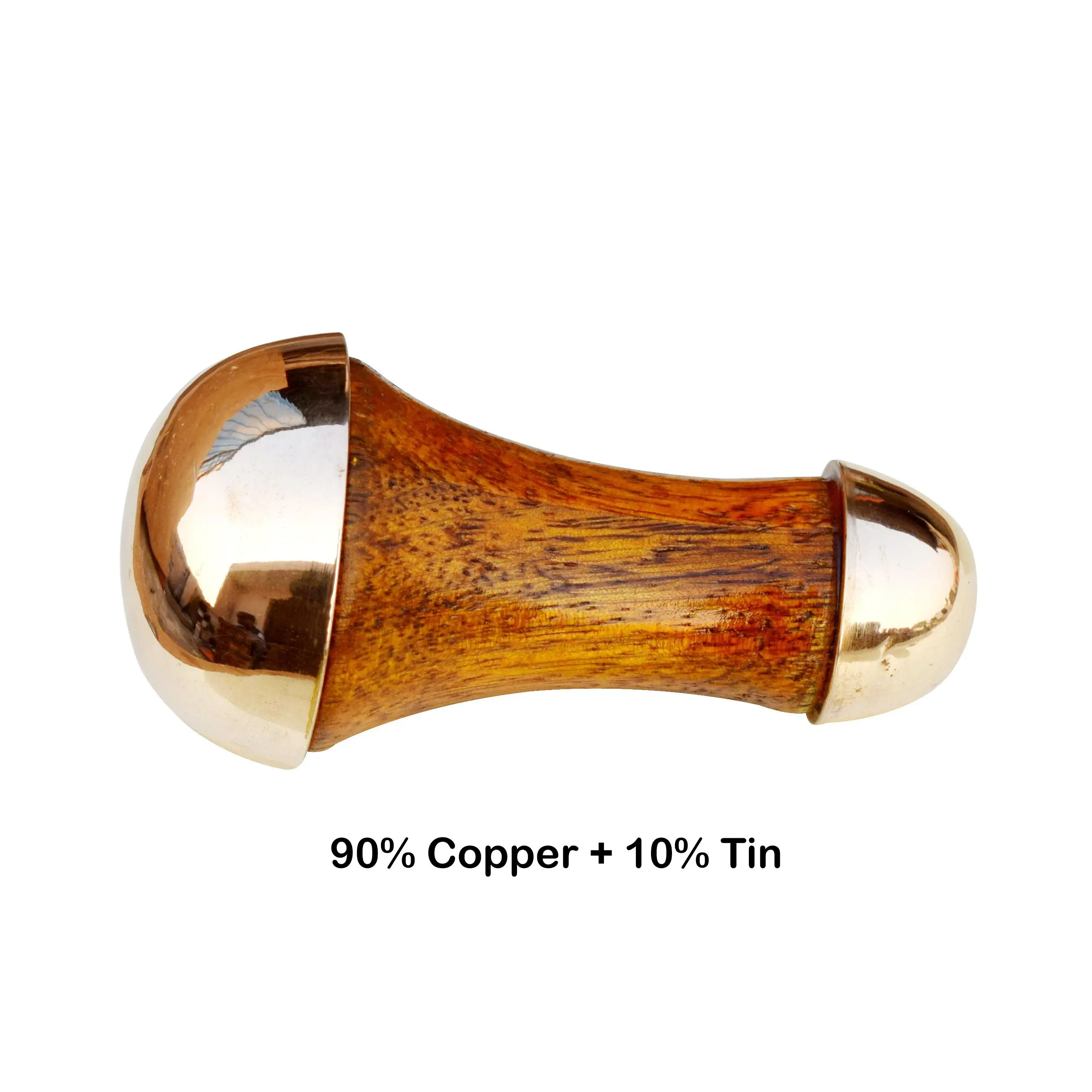 Kansa Handheld Massager with Wooden Handle 90% Copper and 10% Tin for Body and Eye Massage Metal Construction