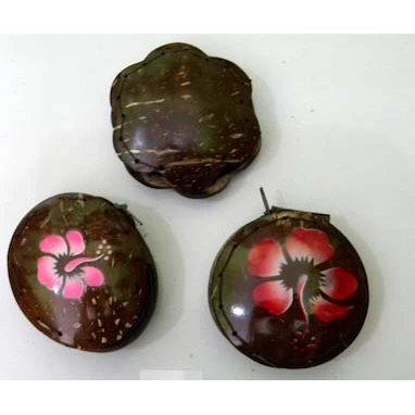 Vintage Wedding Souvenir Coconut Shell Purse by Names Recyclable Handbag with Fabric Lining Dot Pattern Casual Style for Girls