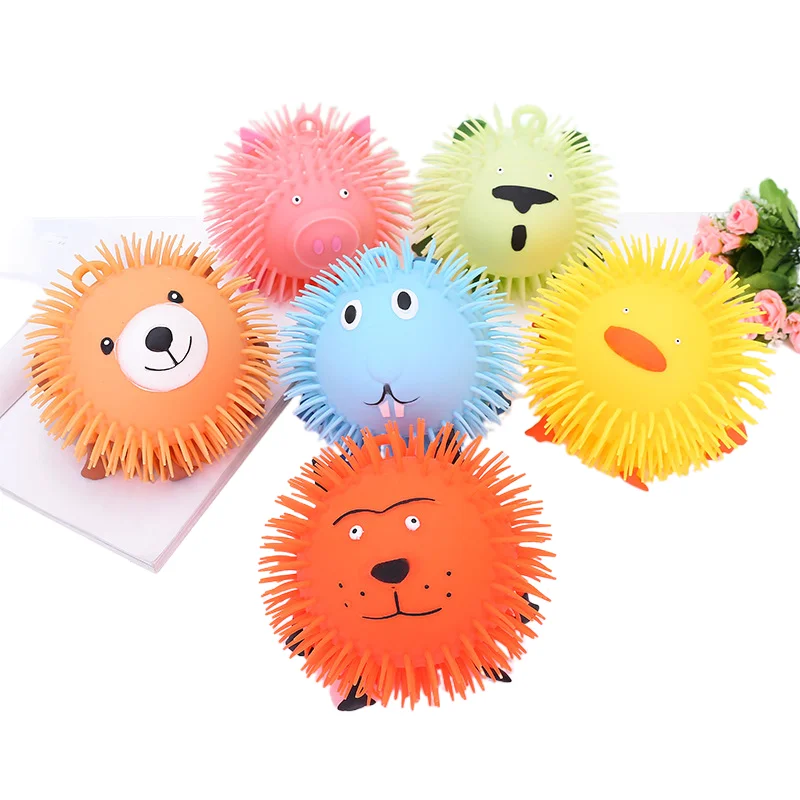 Elastic Luminous Hairy Ball ToyLEDFlash Animal Vent Ball6Mixed Factory Direct Supply Stall Hot Selling Toys