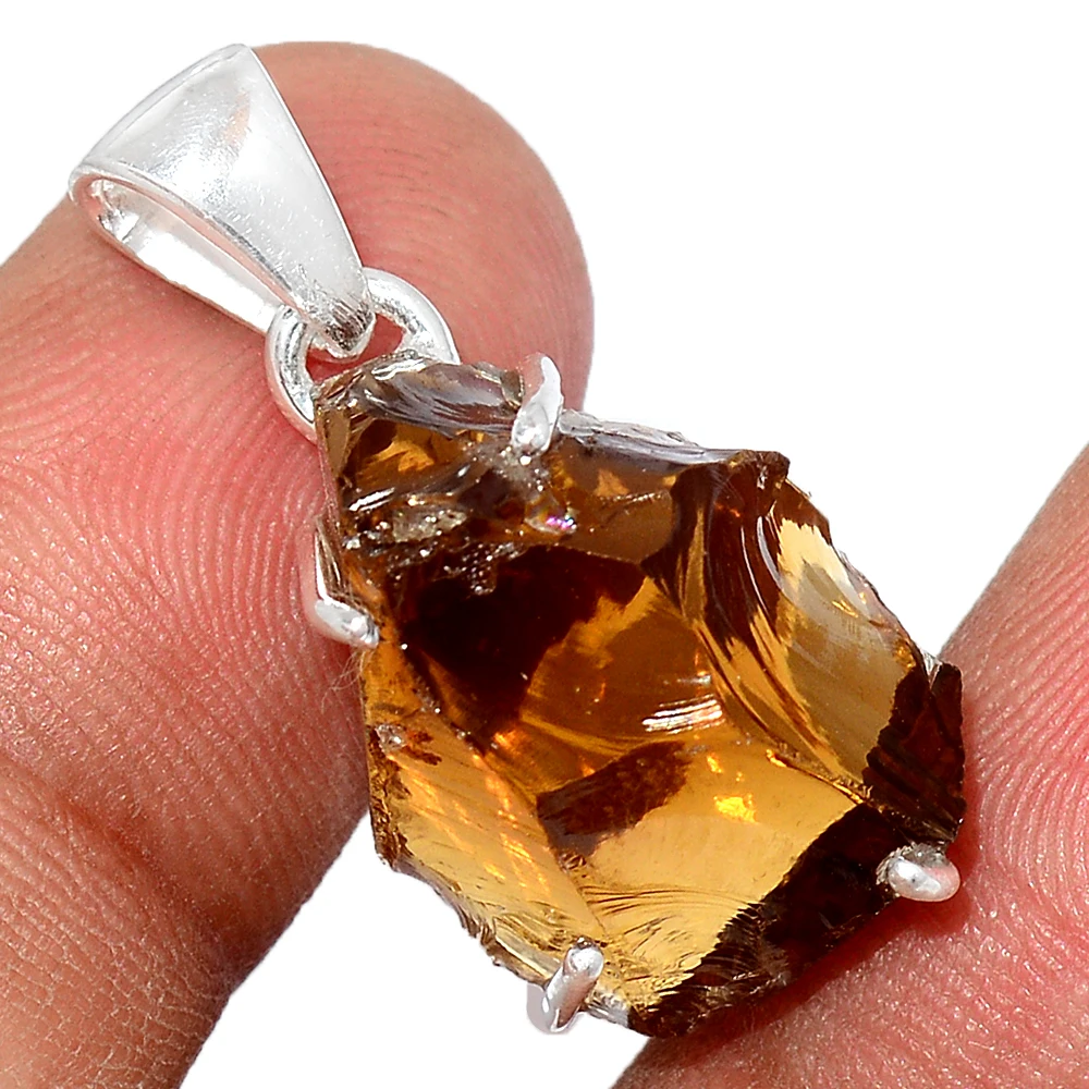 Недорогая Ливийская стеклянная подвеска в виде пустыни с одним камнем из серебра 925 пробы, Женские Подвески ручной работы