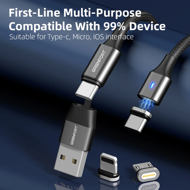  Кабель Greenport type c-usb 2 0 папа 3 А кабель для быстрой зарядки 6 в 1 магнитный передачи данных зарядное устройство