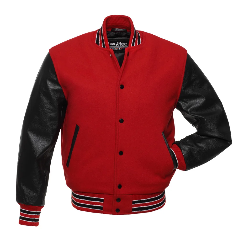 High Quality Cowhide Leather Sleeves Men Letterman Jacket Oversize Custom Chenille Embroidery Patches Letterman Jacket