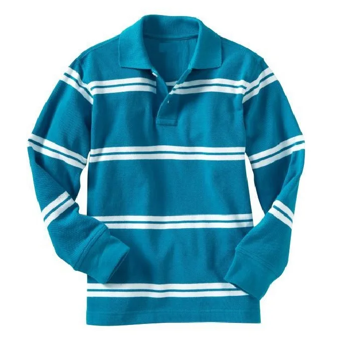 Striped long sleeve polo t-shirts for men High quality casual wear man polo collar t shirt custom design pattern private label