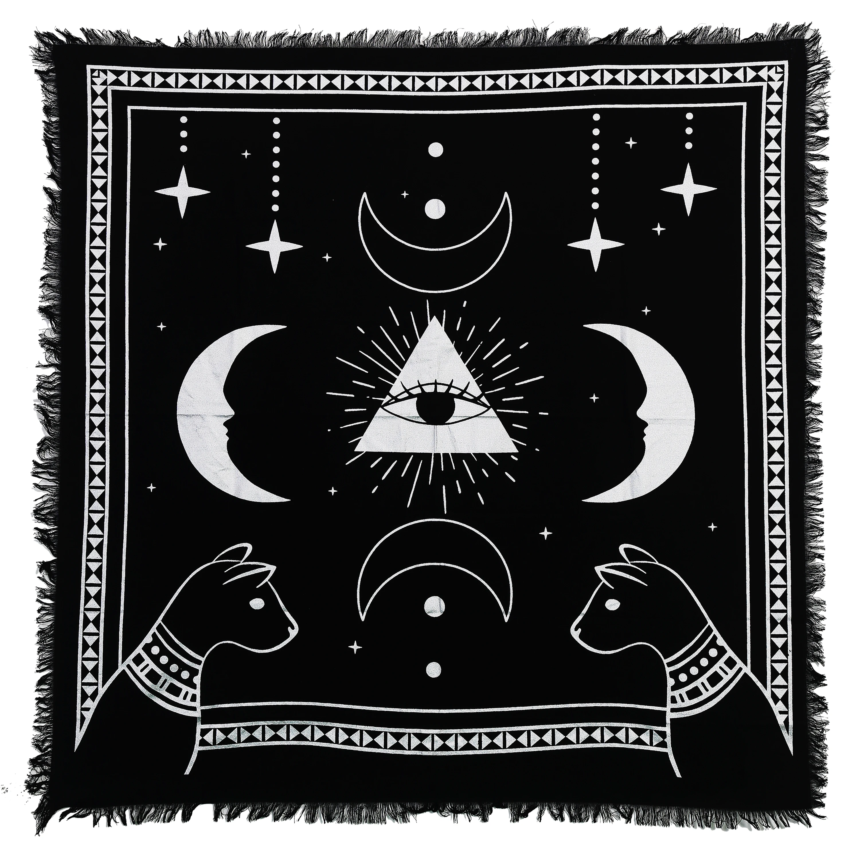Gold Altar Cloth Eye Of Triangle Table Cloth Cotton Ethnic Witchcraft Witchery Black Gold Square