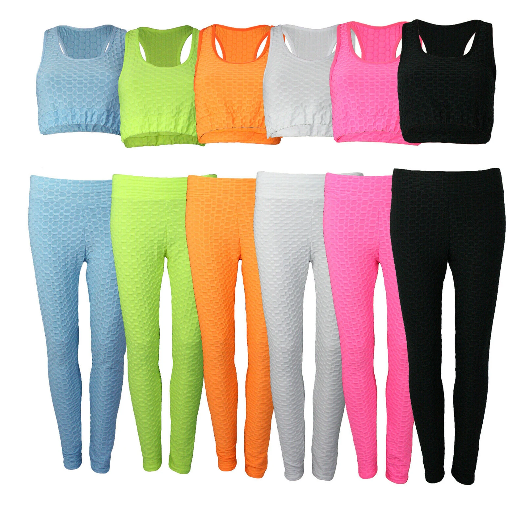 Seamless Women Yoga 2pcs Top & legging High Waist Gym Sportswear Running Fitness