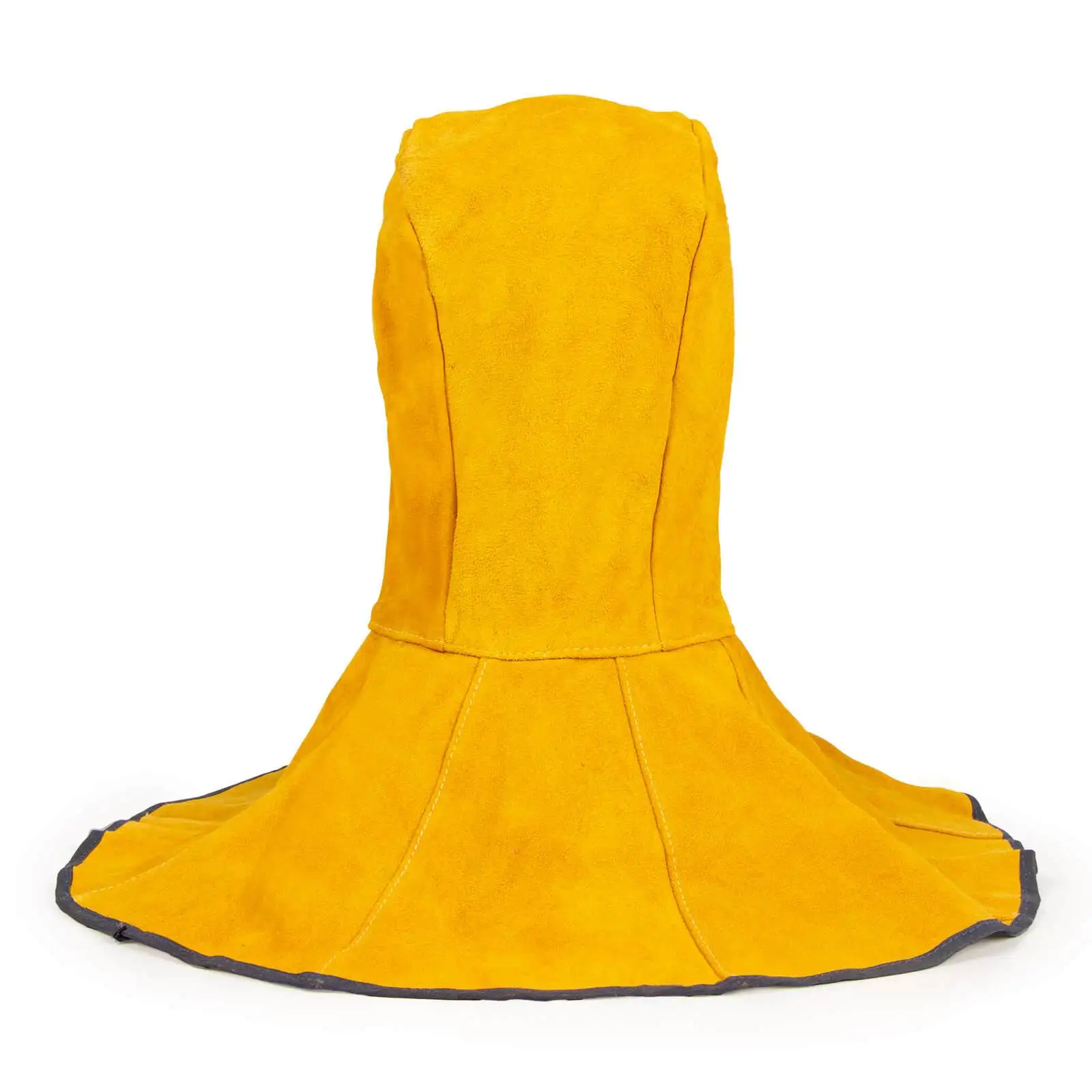 Golden Cowhide Split Leather Welding Hood with Neck Shoulder Drape Custom Logo Suede Leather Welding Safety Hood