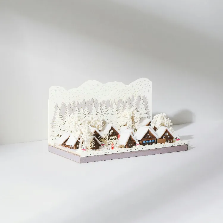 [4] Winter Snow Village DIY Laser Landmark 3D Paper Model Craft