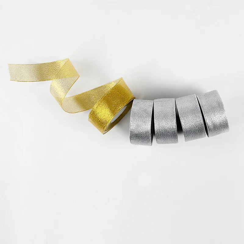 40mm 25Yards Gold Silver Pink Light Blue Red Black Glitter Metallic Ribbons for Christmas Wedding Birthday Party Gift Wrap