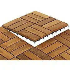 Interlocking Teak Wooden Decking tiles with Plastic Base easy to assemble environmentally friendly