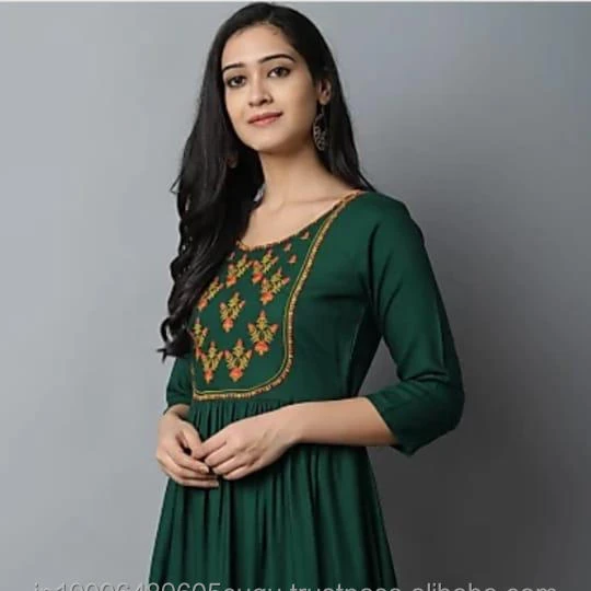 Handmade Hand Block Printed Style Kurti For Women Wedding & Diwali Wear Dress Ethnic Indian Kurta