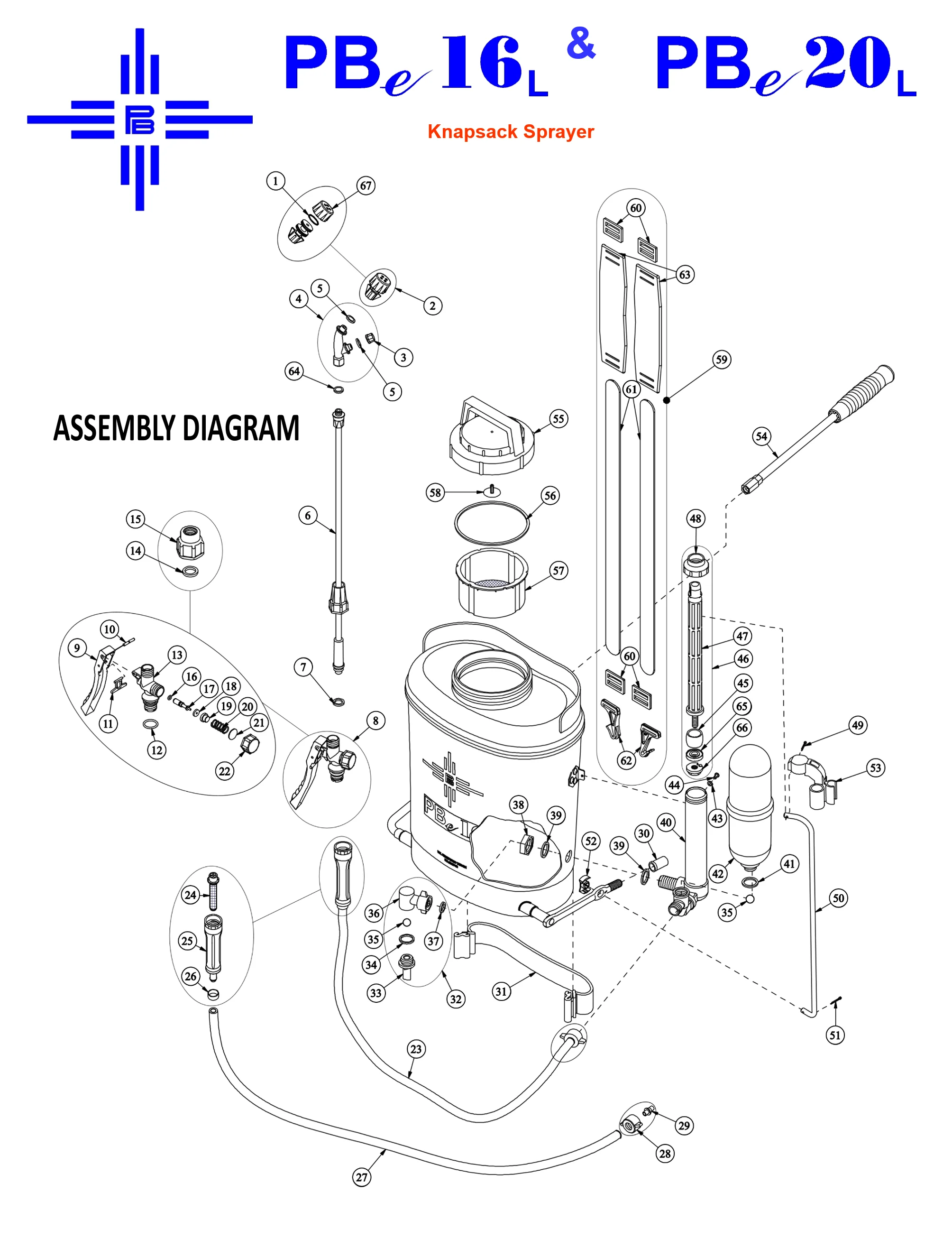 PBe20L Malaysia Cross Mark High Pressure Low Volume Agriculture Knapsack Manual Hebicide Sprayer