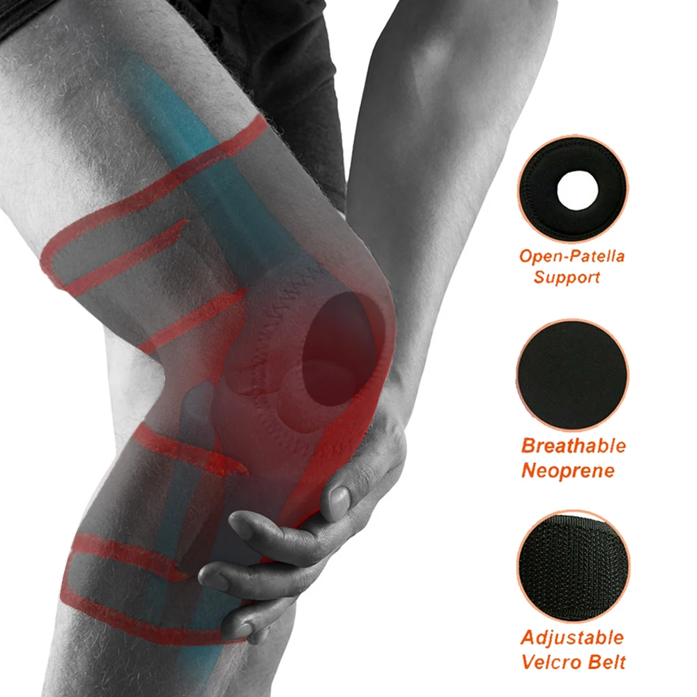 Patellar knee support strap Black Open adjustable Knee Patellar knee support for orthopedic pain relief