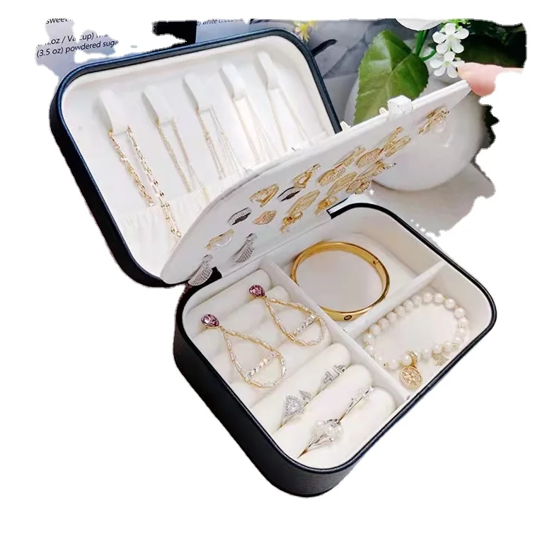 Free Sample New Arrival Multi-function PU Leather Box Travel Case Boxes White Pink Jewelry Box for Necklace Gift Earrings Rings