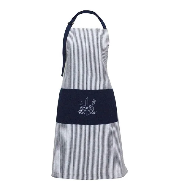 Waist 100% Organic Cotton GOTS Certified Apron For Burger Gourmet Pattern Sleeveless Apron Linen Household Cooking Cleaning Tool