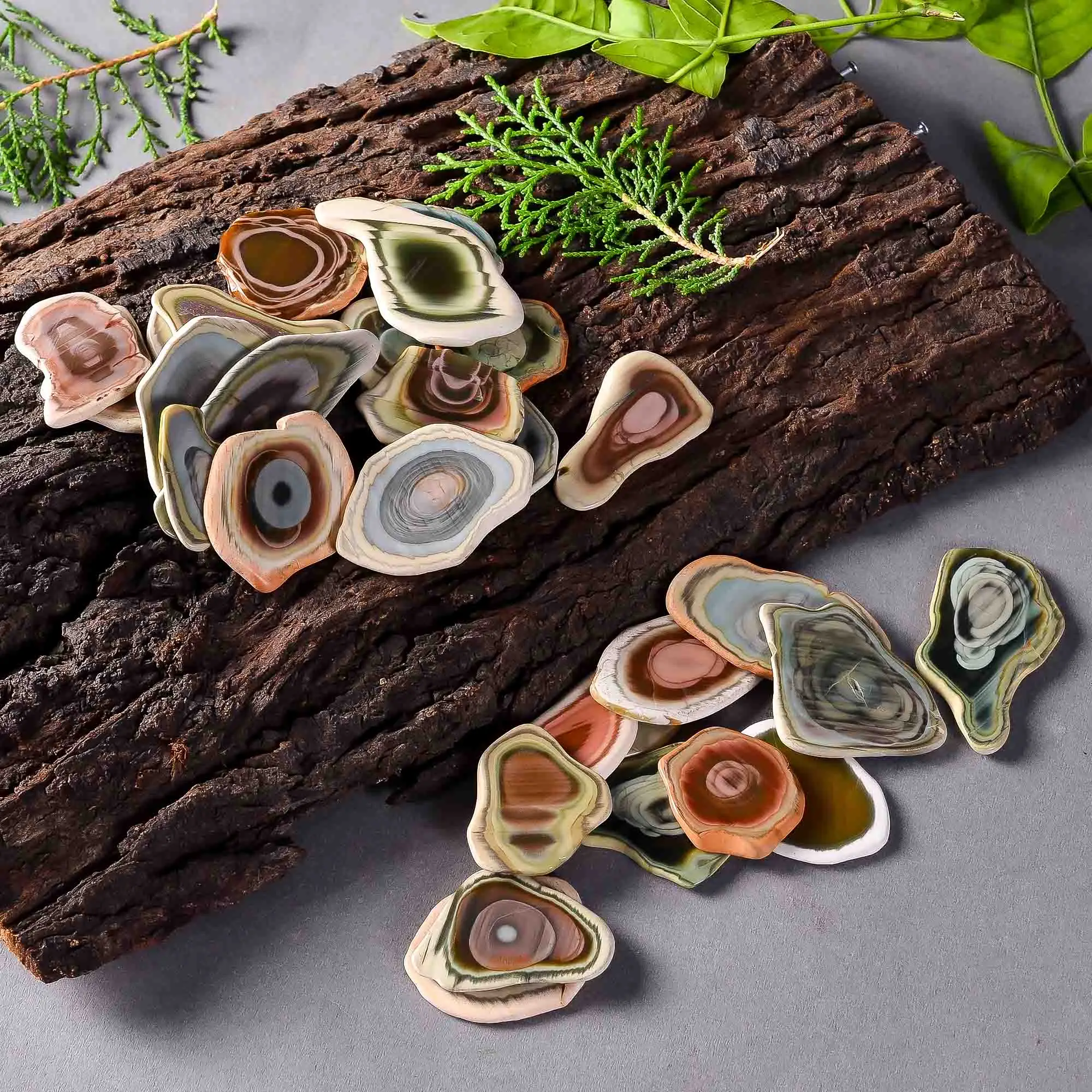 natural imperial jasper slices wholesale Jasper Natural Loose Slice Gemstone Stone Beads For Jewelry Making