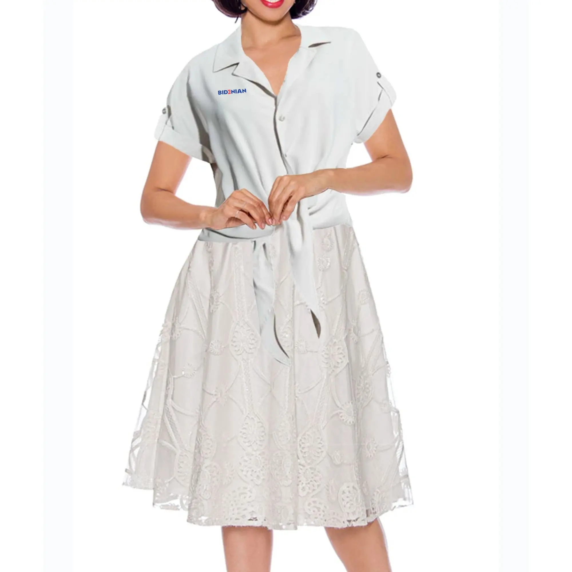 
Gray Ice Ladies Elastane Soft Cotton Dress Crop Shirt 