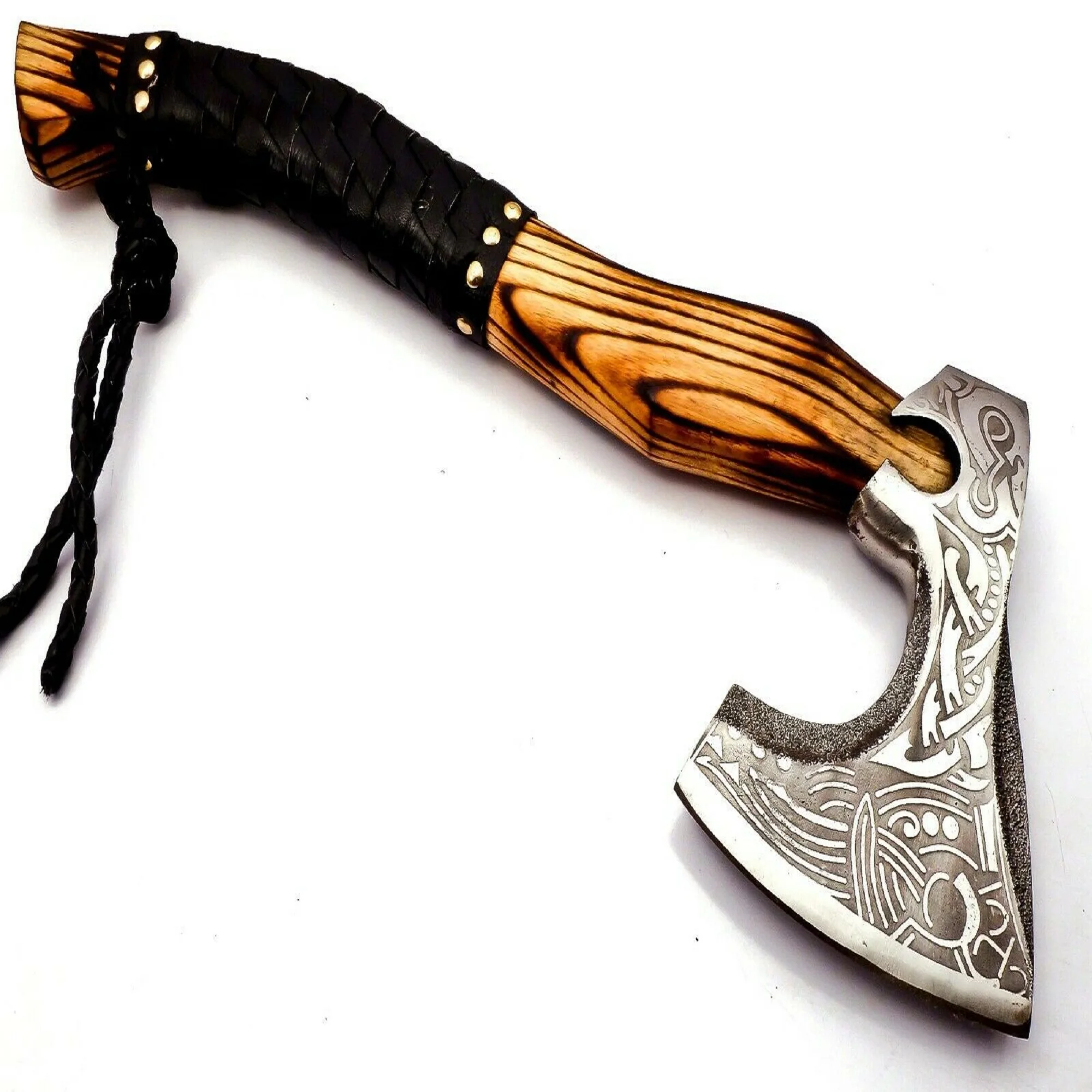 Custom Handmade Carbon Steel Viking Axe Bearded Axe Survival outdoor axe With leather sheath hot sale