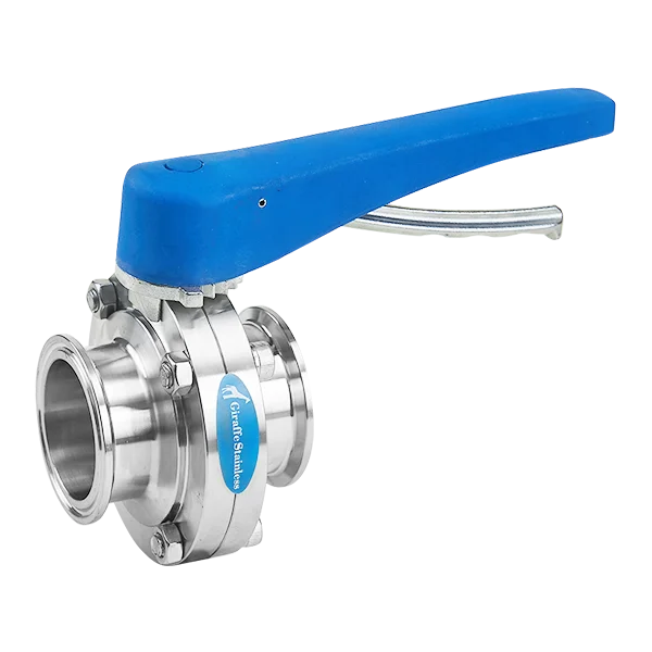 Прямая Заводская поставка, гигиенический ручной клапан-бабочка TC, с многопозиционной пластиковой синей рычажной ручкой типа А