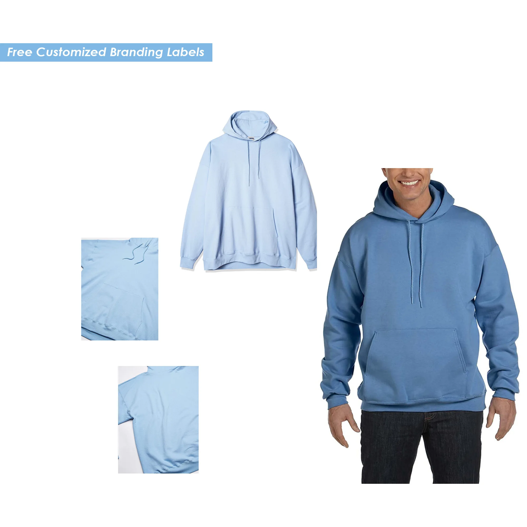 Buy Premium Quality Fleece Hoodies in a Wholesale Rate from Siccin Sports Pure Cotton Pullover Men Hooded Customized Logo Accept