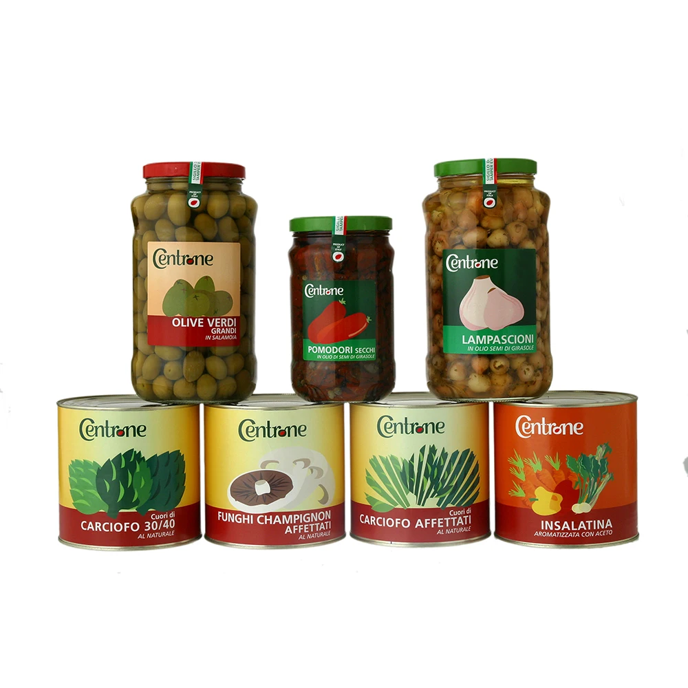 Centrone italian made medium sized green olives pickled in brine in jar for family used