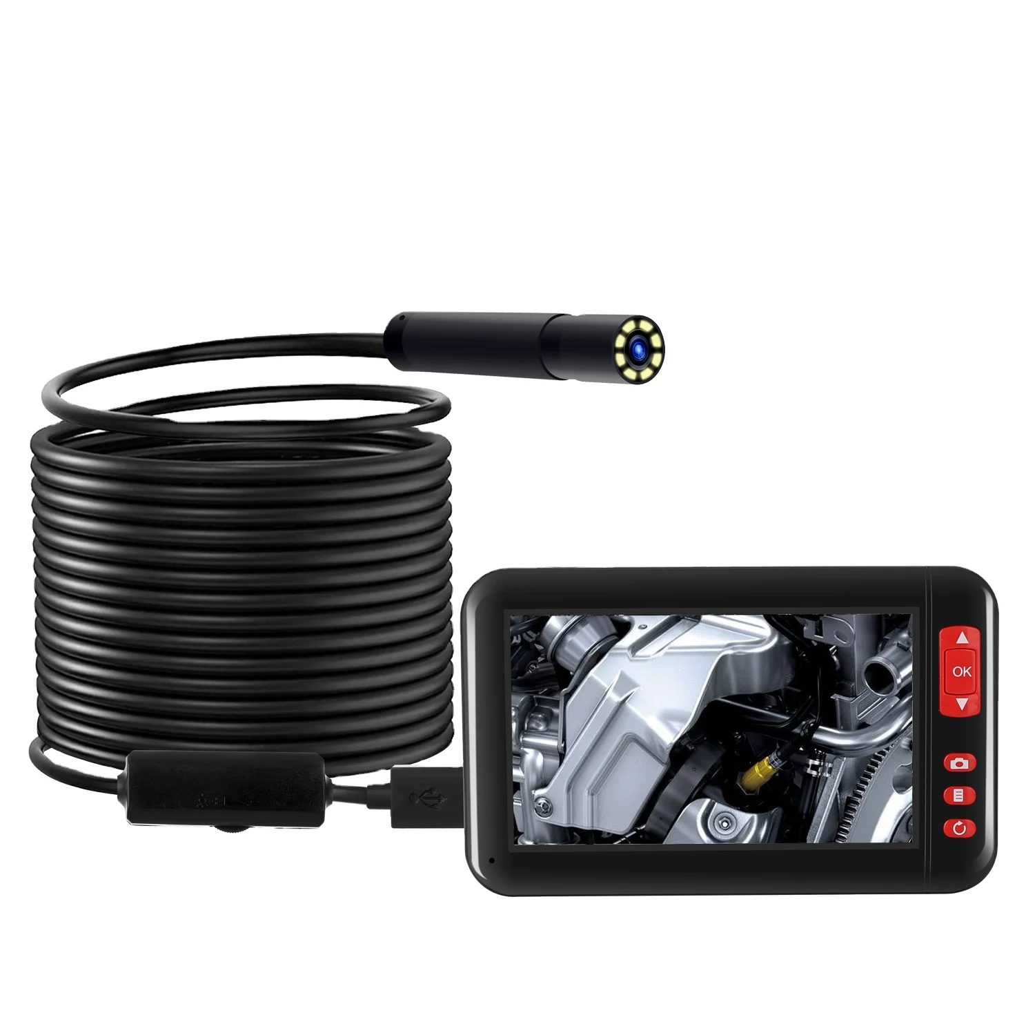 1080P Auto repair tools inspection Camera 4.3inch screen USB cable endoscope camera car inspection tool for industrial endoscope