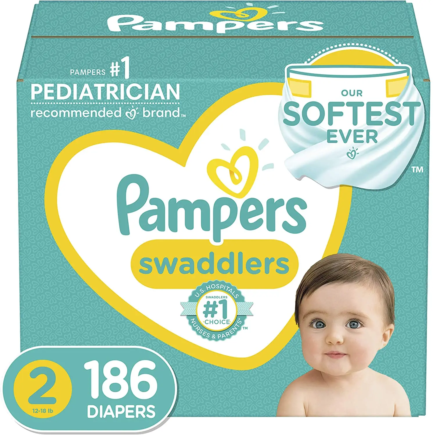 Diapers Size , Pampers Swaddlers Disposable Baby Diapers, ONE MONTH SUPPLY (Packaging May Vary)