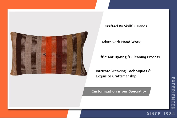 Best Quality Rectangular Shaped Hand Woven Wool & Cotton Cushions and Pillows from Indian Supplier