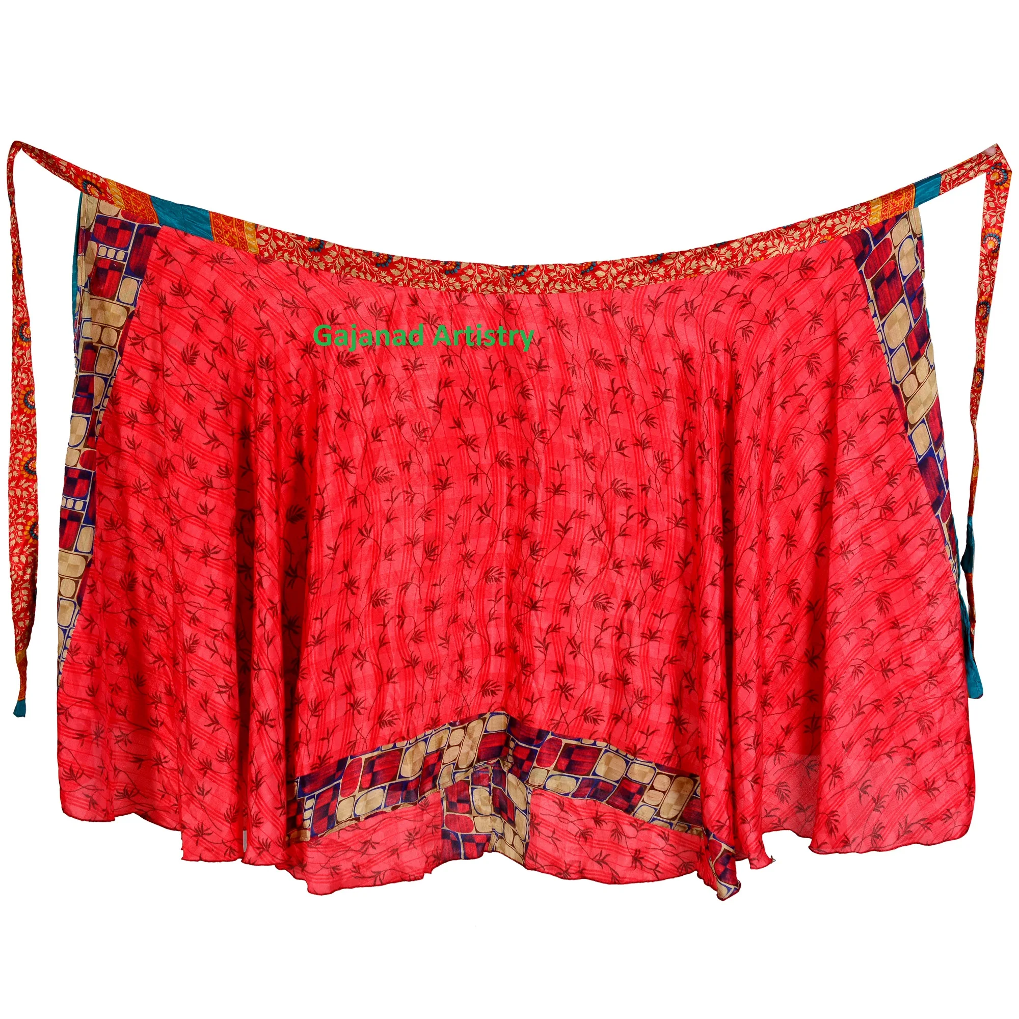 Индийские шелковые длинные юбки в стиле бохо длинная юбка хиппи двухслойная Волшебная Двусторонняя винтажная шелковая юбка-сари с запахом