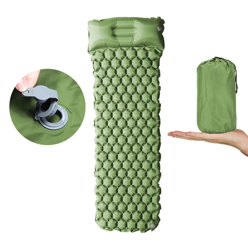China Supplier External Inflator Pump Comfortable Outdoor Camping Inflatable Waterproof Sleeping Mattress with Pillow