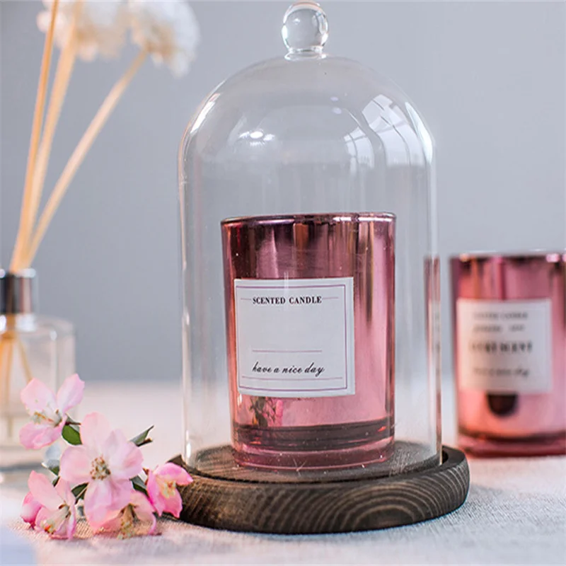 Private label candle aromatic in 400ml glass holder with dome lid custom design
