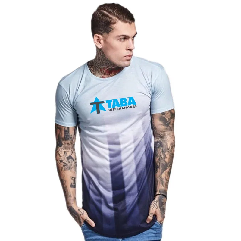 Low MOQ wholesale Curve bottom blank t-shirt for Hip hop Street wear Two-tone stitching fashion T-shirts