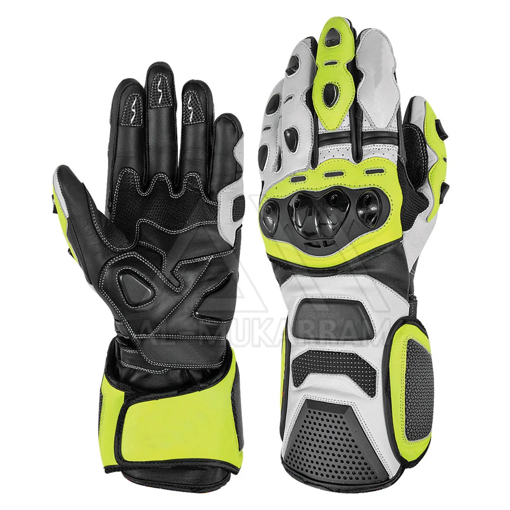 
Customized Logo Design Black Leather Motorbike Racing Safety Gloves For Men 