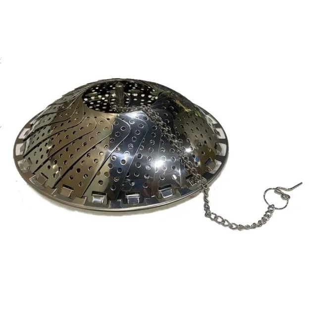 Foldable steamer stainless steel collapsible vegetable steamer basket with hanging chain