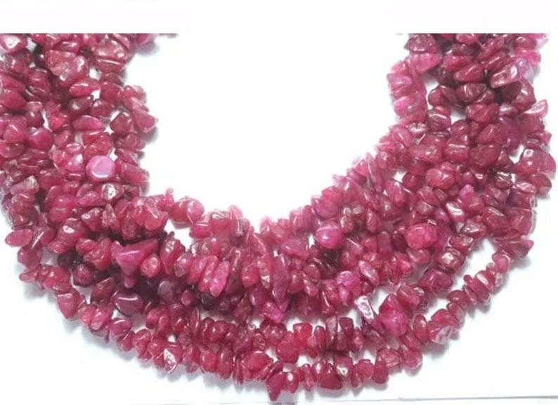 Ruby Amazing Nuggets Chips Beads 32 дюймов полная нить для изготовления ювелирных изделий