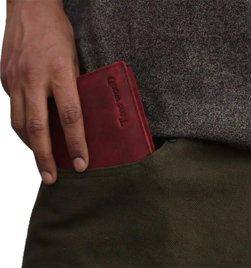 Popular Men Wallet High Quality New Design Red Genuine Leather RFID Wallet Luxury Leather Solid Slim Wallets for Men Credit Card