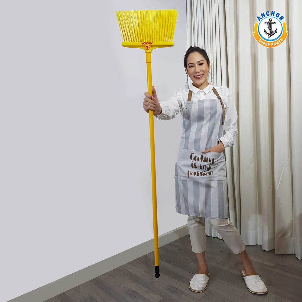Anchor Floor Sweeper With Long Steel Handle For Wet Floor and Outdoor Cleaning Medium Size Bristles