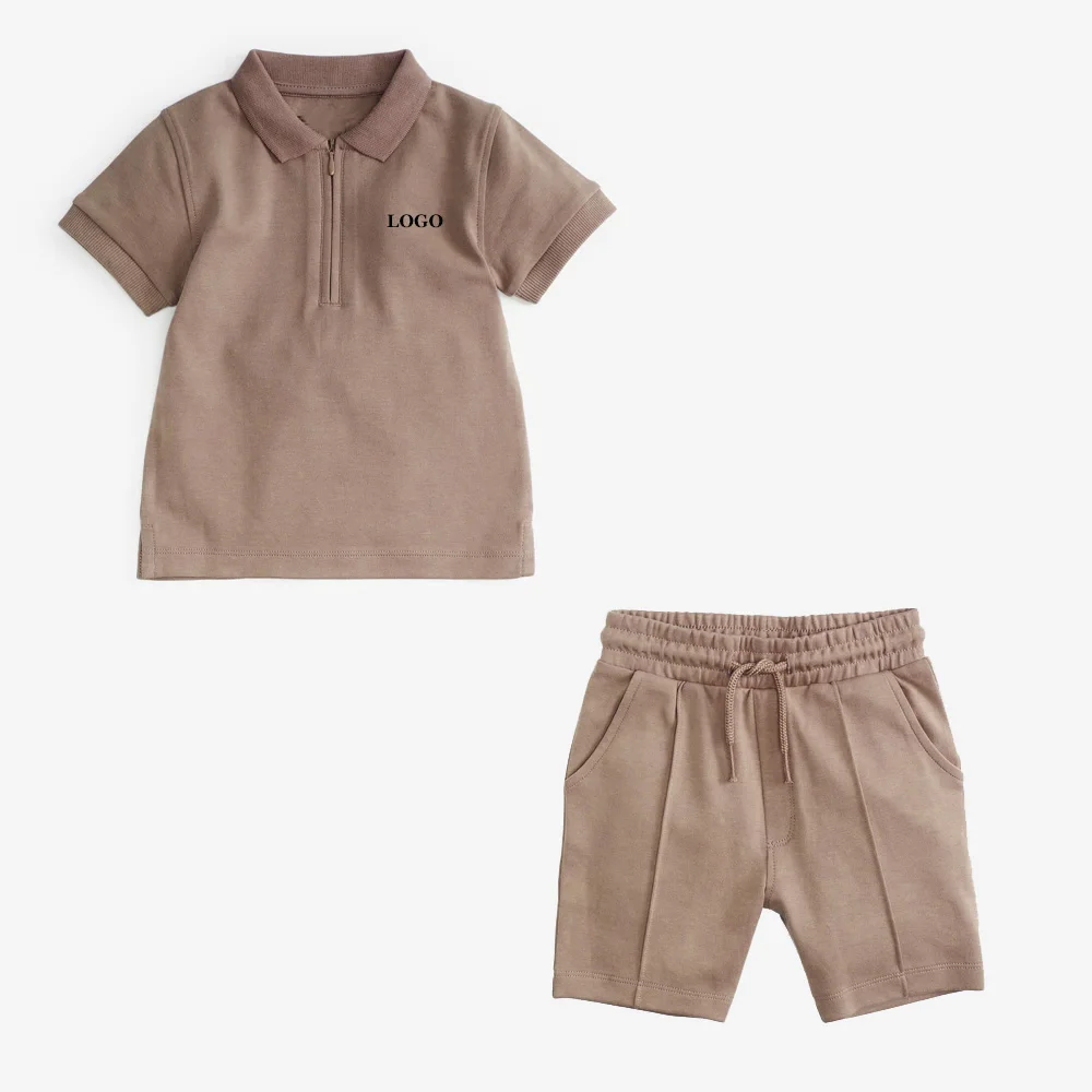 2025 новый модный летний комплект одежды для мальчиков футболка и шорты с круглым вырезом индивидуальным логотипом двойные комплекты